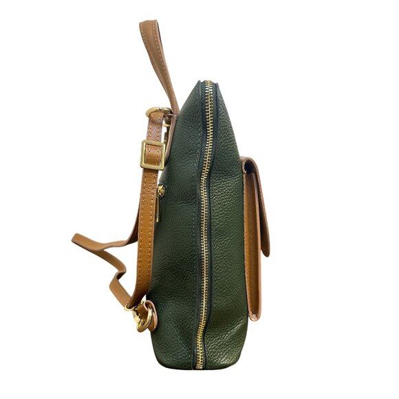 Divina Ferenze Two-Tone Green & Brown Faux Leather Backpack w/Magnetic Snap Pock - Picture 8 of 13